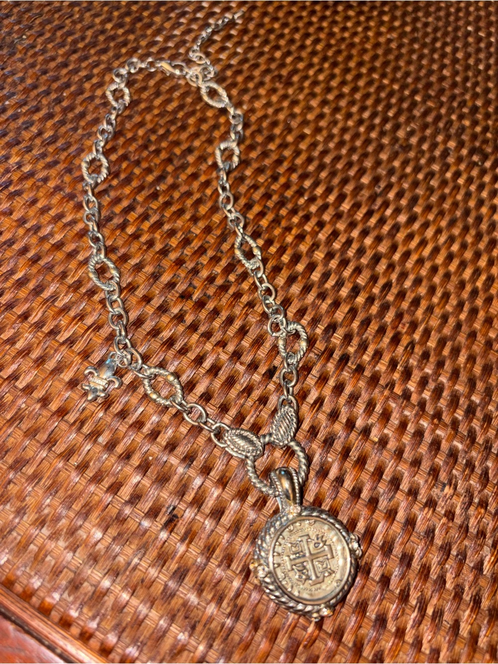Judith Ripka Silver Round Heraldic Medallion Necklace